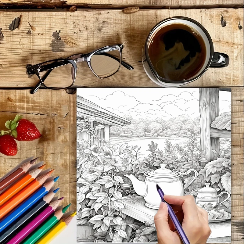 Tea In The Gardens Coloring Bo - Chalk Bag recension och pris